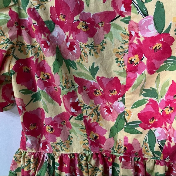 Recollections dress Medium Yellow pink floral Retro 50s womens 100% Cotton USA - Picture 10 of 11